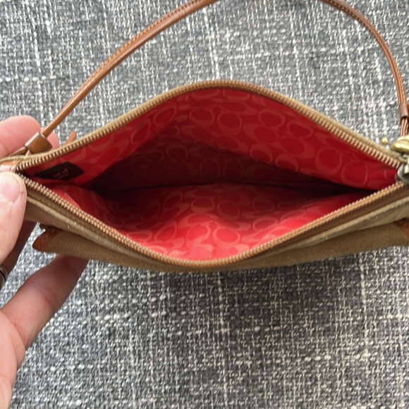 Coach Tan Brown Suede Wristlet - Picture 4 of 4